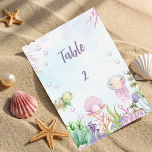 Sous le panneau Numéro de table du Baby shower mar