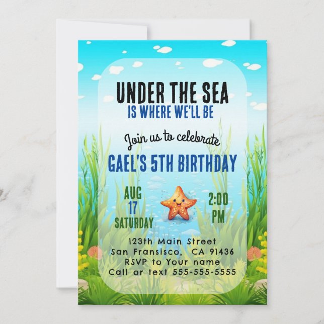 Sous le Sea Boy Anniversaire de enfant Invitation  (Devant)