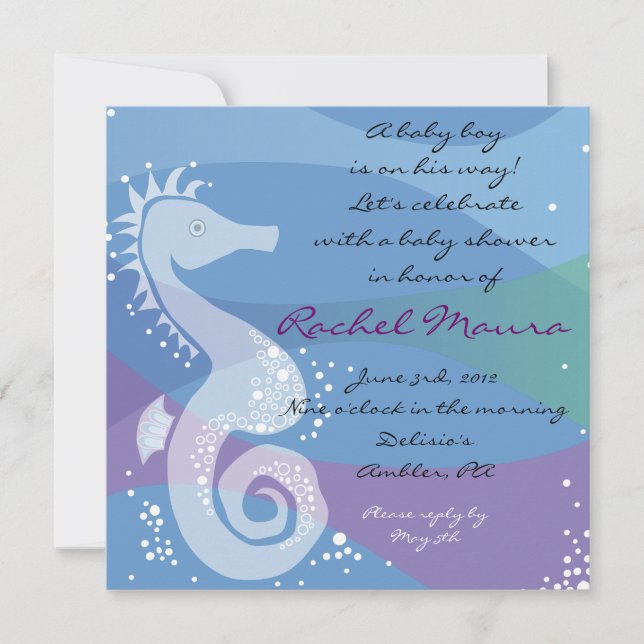Sous l'eau de mer Baby Boy Shower Invitation (Devant)