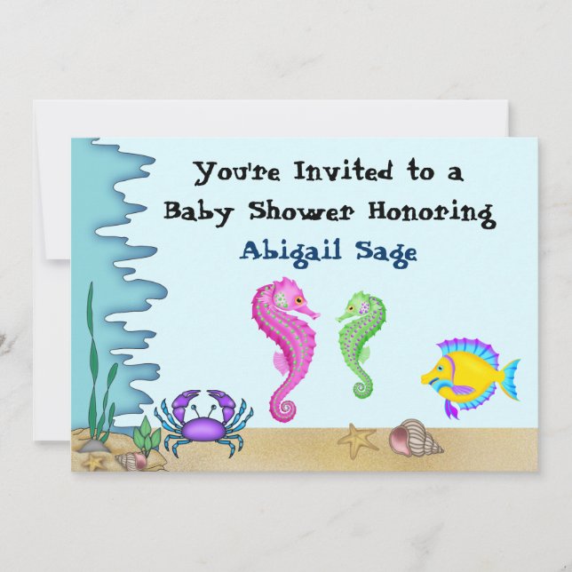 Sous les Baby showers marins Invitations neutres (Devant)