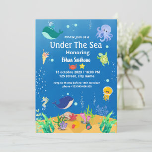 sous les invitations à la douche bébé de mer