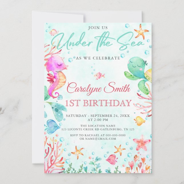 Sous Les Invitations D'Anniversaire De La Mer (Devant)