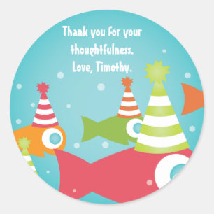 Sous les poissons de mer Stickers Merci d'annivers