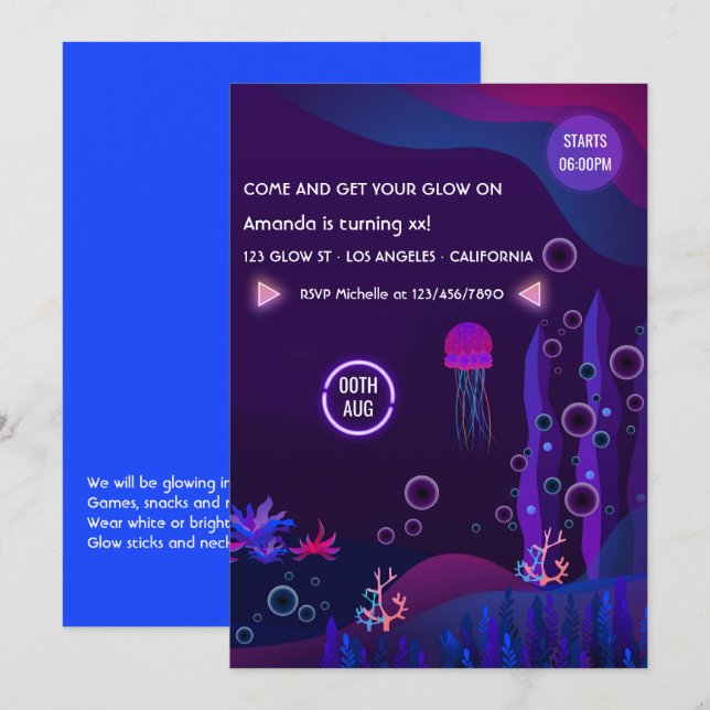 Sous l'étincelle de la mer Invitation de fête d'an (Devant / Derrière)