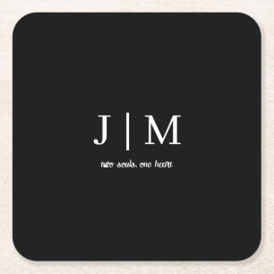 Sous-verre de mariage noir personnalisable avec te