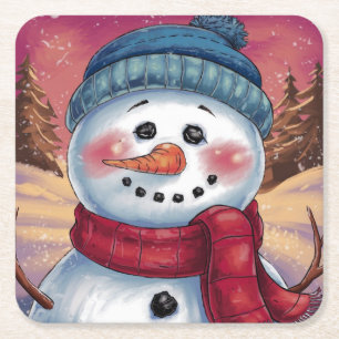 Sous-verre en papier Bonhomme de neige