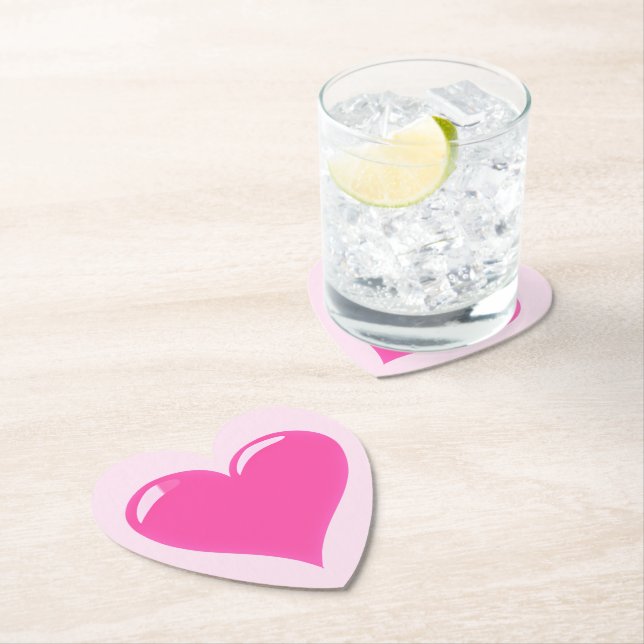 Sous-verre en papier Cœur Rose (En situation)