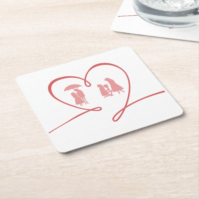 Sous-verre en papier Love Story (Incliné)