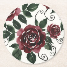 Sous-verre en papier Roses Rouge Foncé