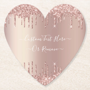 Sous-verre Paillettes Or Rose avec Texte Personnal