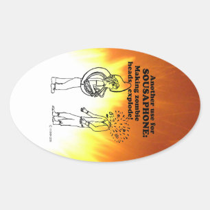 Sousaphon Zombie Explode Oval Sticker