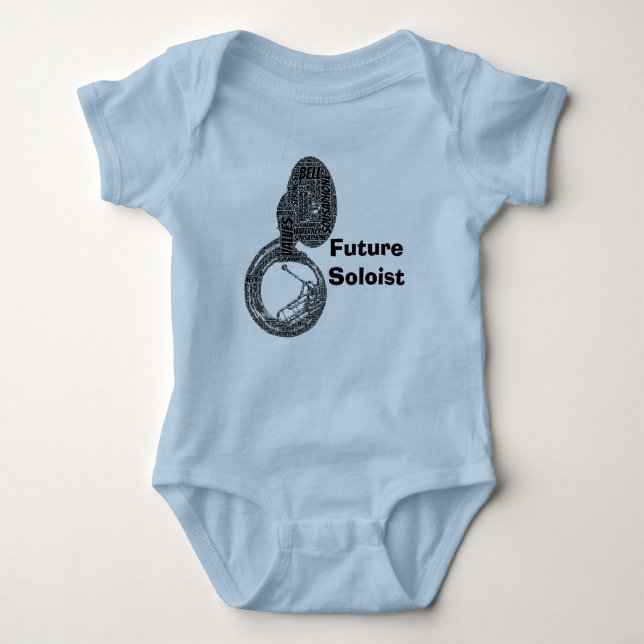 Sousaphone Gestaltete Word Art Black Text Baby Strampler (Vorderseite)