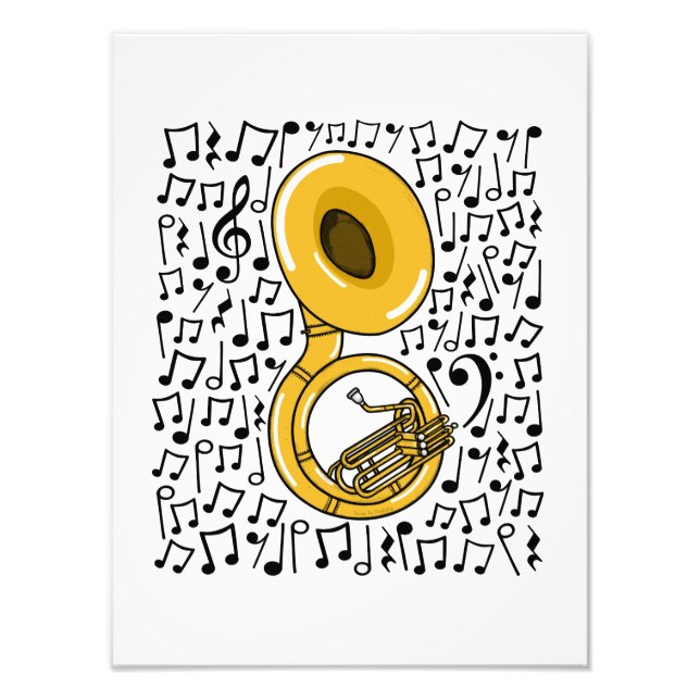 Sousaphone Musical Notes Brass Musician Fotodruck (Vorne)