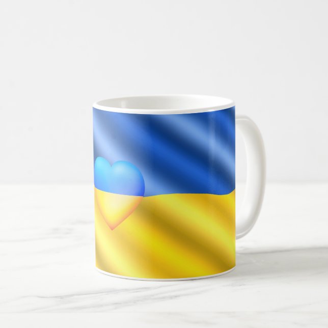 Soutenez l'Ukraine Café Mug drapeau ukrainien Libe (Devant droit)