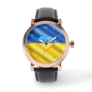 Soutenez l'Ukraine Montre Drapeau Ukrainien Cœur