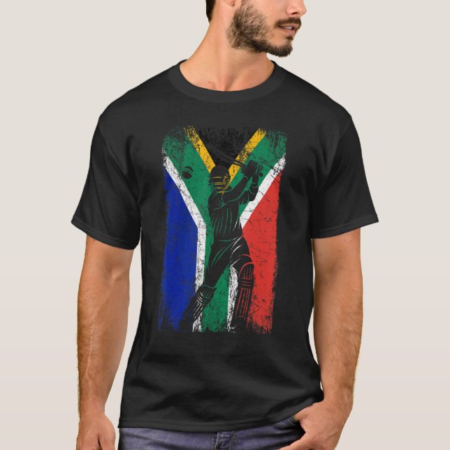 South Africa Flag Cricket Fan Player Coach T-Shirt (Vorderseite)