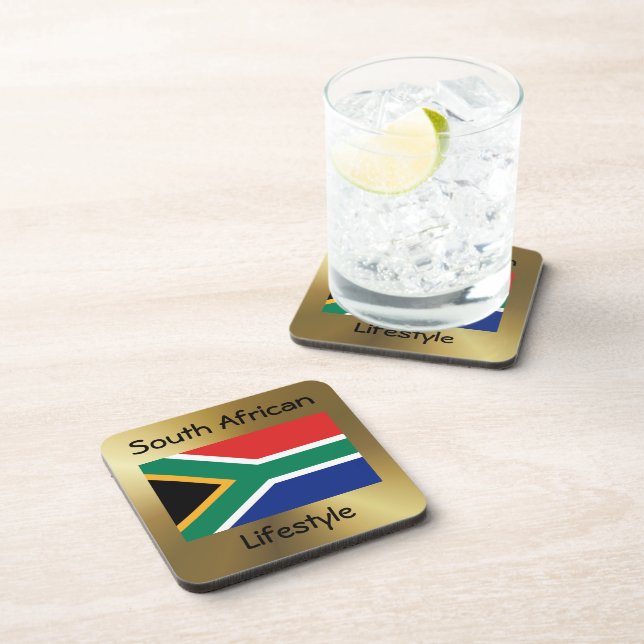 South Africa Flag+Text Coaster Untersetzer (Rechte Seite)
