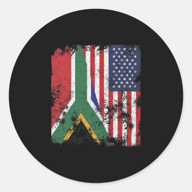 South Africa USA Flag - Half American Runder Aufkleber (Vorderseite)