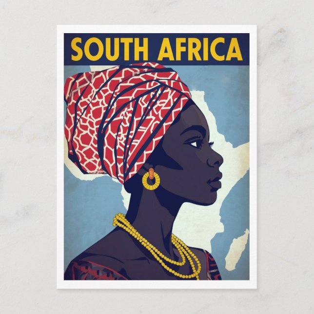 South Africa Woman Portrait Retro Art Postkarte (Vorderseite)