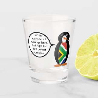 South African Talking Ms Penguin Personalized Text Schnapsglas