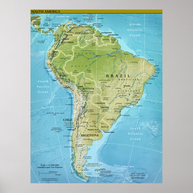 South America Map Poster (Vorne)