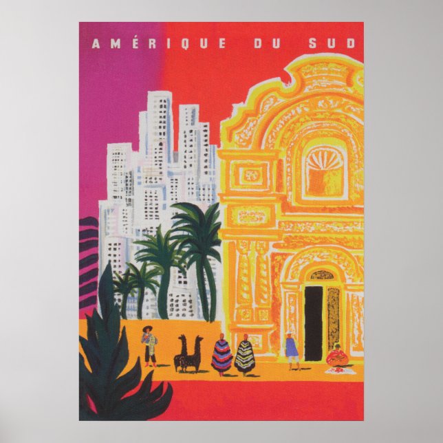 South America Vintage Travel Poster (Vorne)
