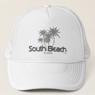 South Beach, Florida Grau Palmen Cool Truckerkappe