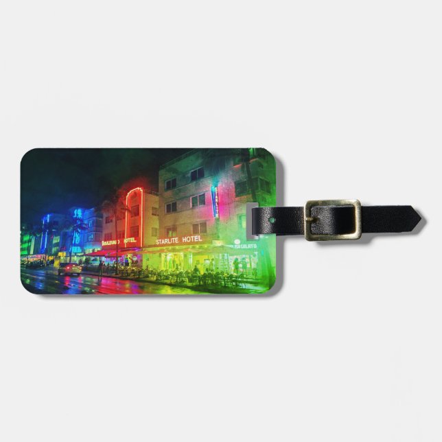 South Beach, Miami, Florida Art Deco Gepäckanhänger (Vorderseite horizontal)