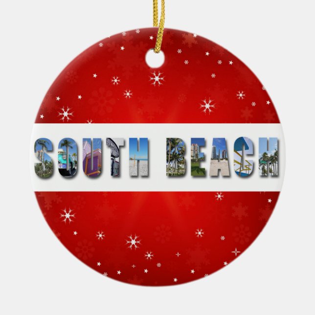 South Beach Miami Florida Foto Weihnachten Keramik Ornament (Vorne)