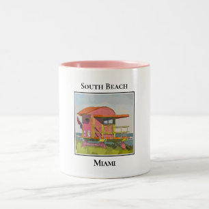 South Beach Miami Florida Lifeguard Tower Zweifarbige Tasse