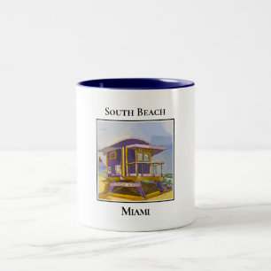South Beach Miami Florida Lifeguard Tower Zweifarbige Tasse
