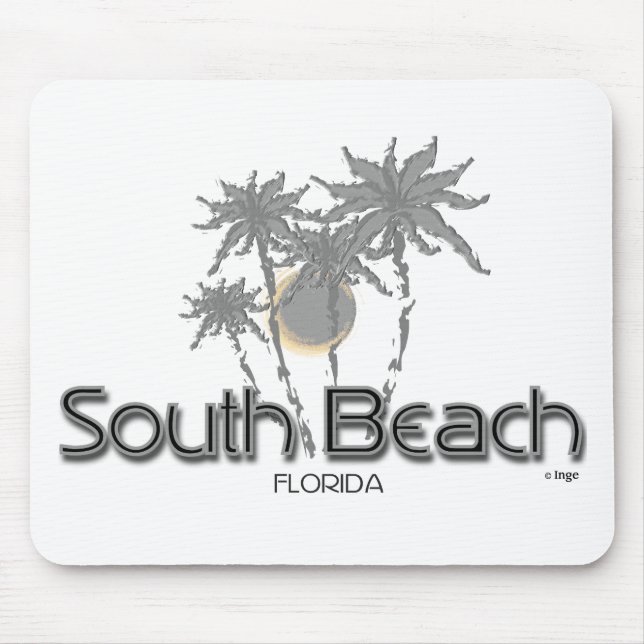 South Beach Miami Grey Palms Mousepad (Vorne)