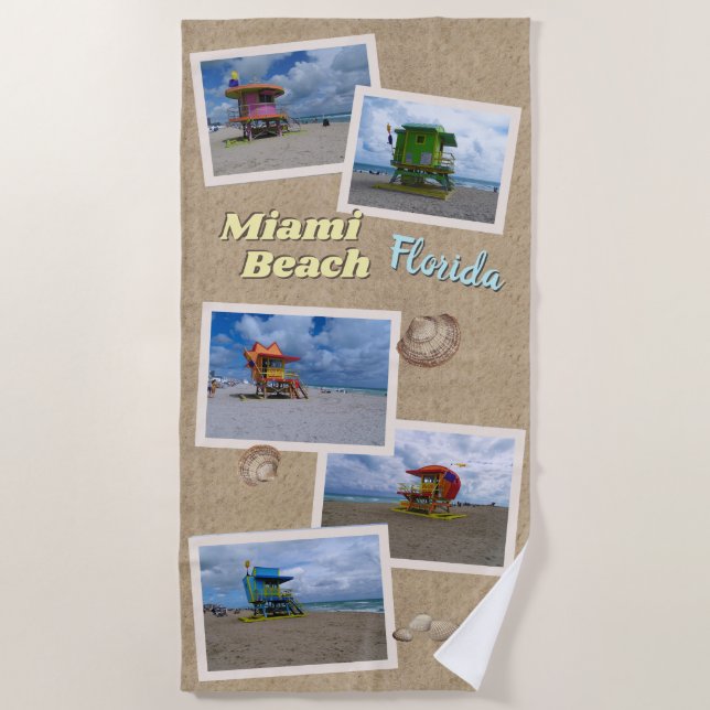 South Beach Miami Lifeguard Towers Strandtuch (Vorderseite)