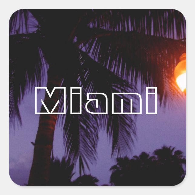 South Beach Miami Quadratischer Aufkleber (Vorderseite)