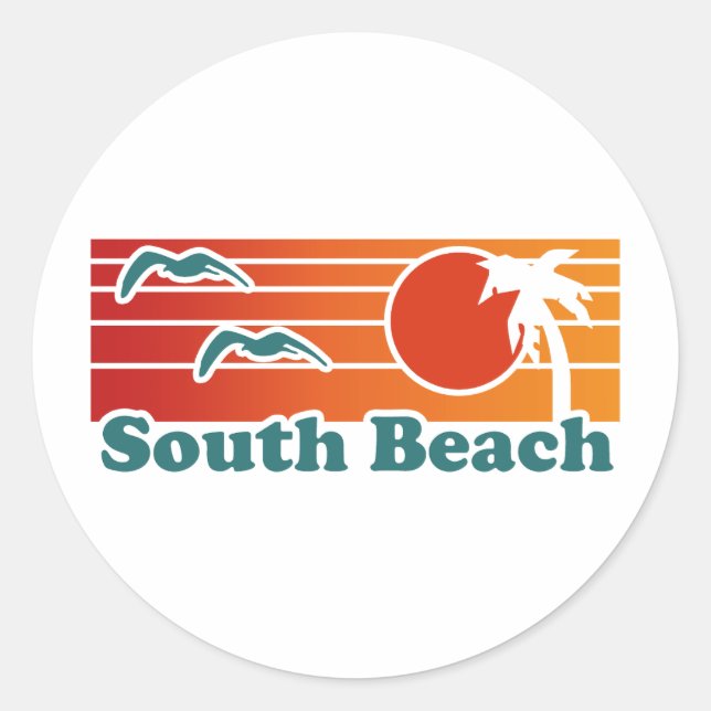 South Beach Runder Aufkleber (Vorderseite)