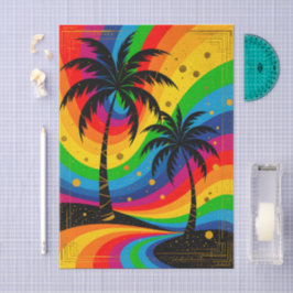 [South Beach Vibes] Retro Pop Art Deco Palm Trees Seidenpapier