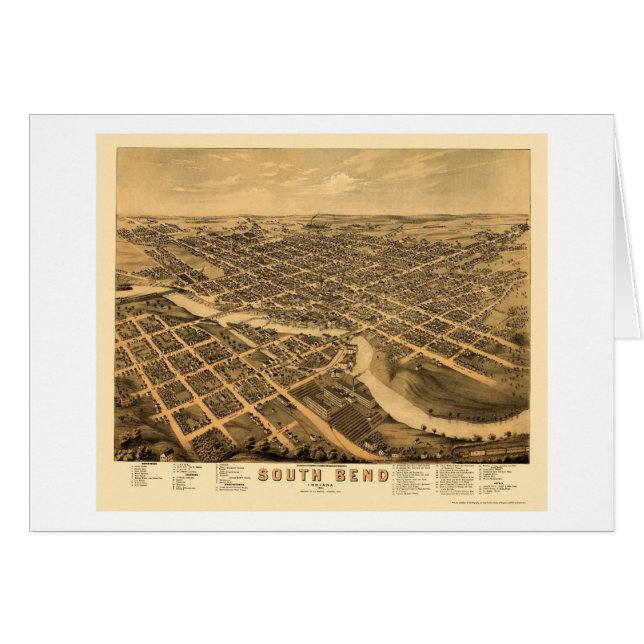 South Bend, DANS la carte panoramique - 1874 (Devant horizontal)