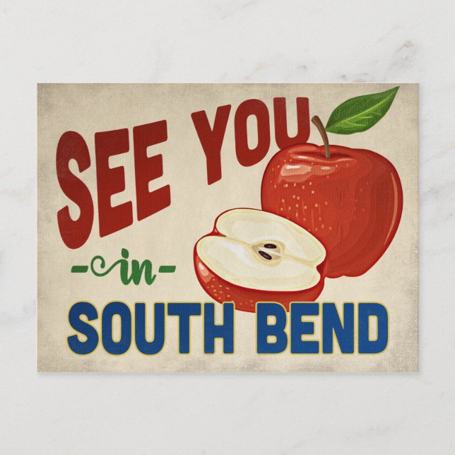 South Bend Indiana Apple - Vintage Travel Postkarte (Vorderseite)