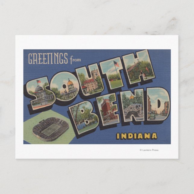 South Bend, Indiana - Große Briefmarkenszenen Postkarte (Vorderseite)