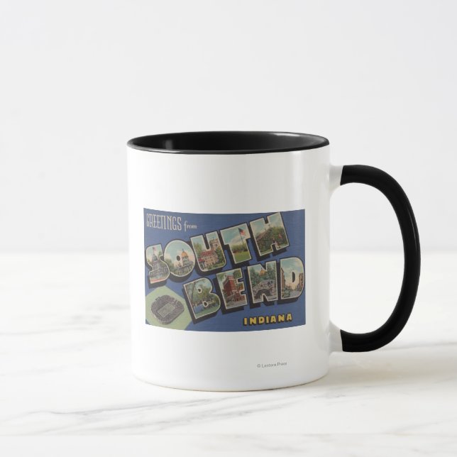 South Bend, Indiana - Große Buchstabenszenen Tasse (Rechts)