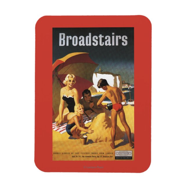 South British Railways Family on Beach Magnet (Vertikal)