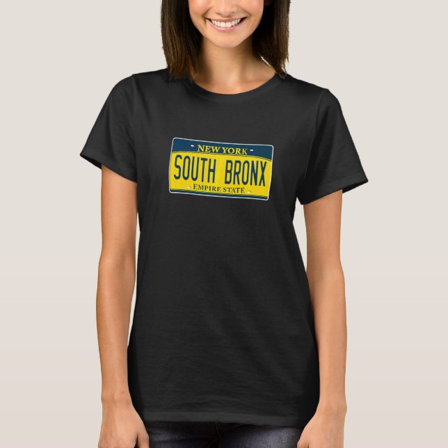 South Bronx New York Ny Neighborhood License Plate T-Shirt (Vorderseite)
