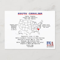 South Carolina American Staat auf einer Karte mit 
