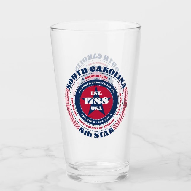 South Carolina Circular Typografy Design Glas (Vorderseite)