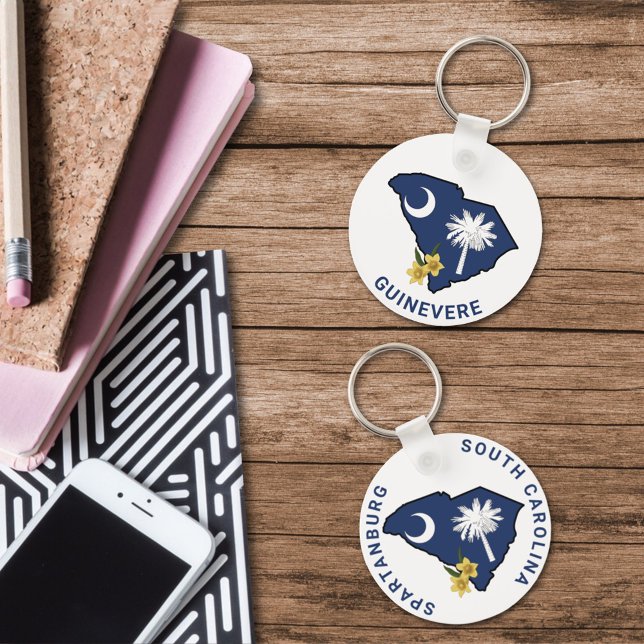 South Carolina Flag & Blume Yellow Jessamin Schlüsselanhänger (Von Creator hochgeladen)