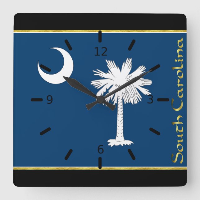 South Carolina flag Quadratische Wanduhr (Vorderseite)