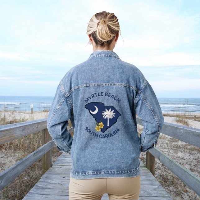 South Carolina Flag Staat Blume Gelbe Jessamin Jeansjacke (Von Creator hochgeladen)