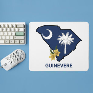 South Carolina Flag Staat Blume Gelbe Jessamin Mousepad