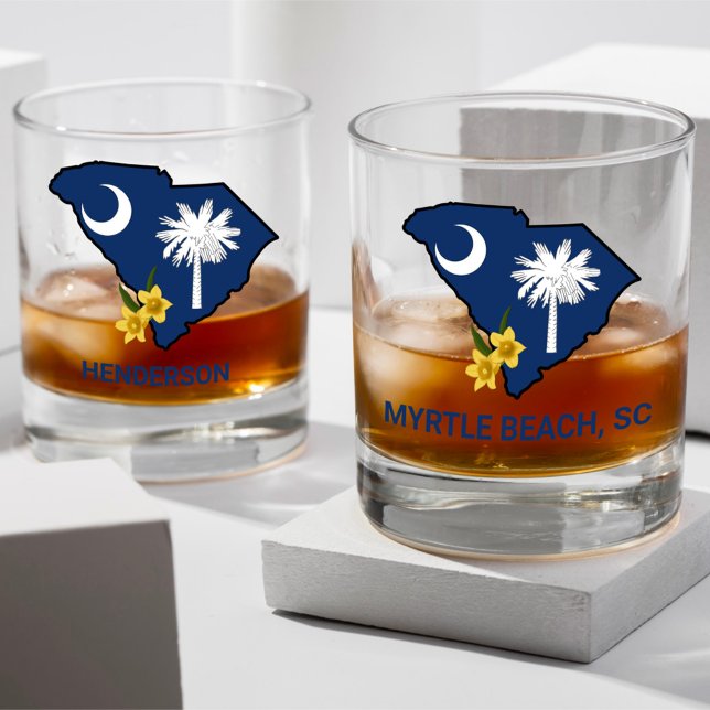 South Carolina Flag Staat Blume Gelbe Jessamin Whiskyglas (Von Creator hochgeladen)
