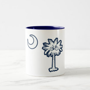 South Carolina Flaggen-Palmenbaum-Fahrrad Zweifarbige Tasse